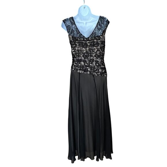 Vintage Y2K Black Lace Chiffon Dress Whimsigoth Dark Romantic Evening Gown SZ 6 - Picture 5 of 8